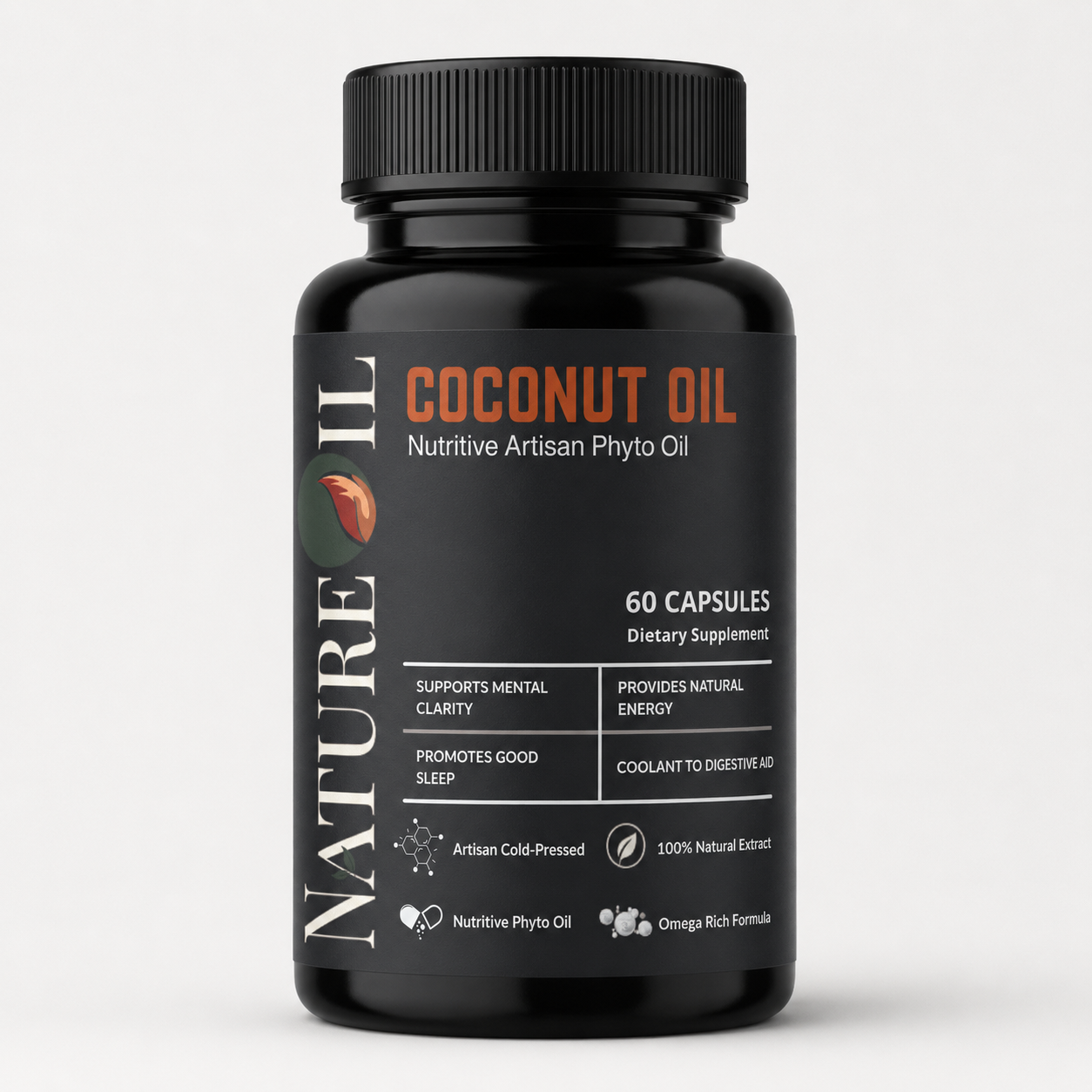NatureOil's Coconut Oil – MCT Energy Boost Liquid Vegan Capsules | 60 Capsules
