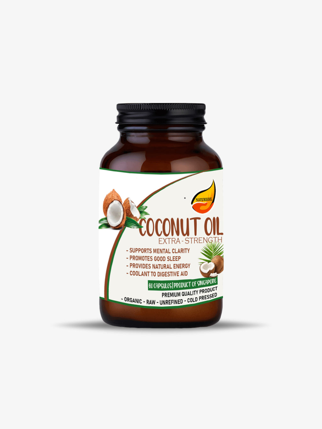 NatureOil's Coconut Oil – MCT Energy Boost Liquid Vegan Capsules | 60 Capsules